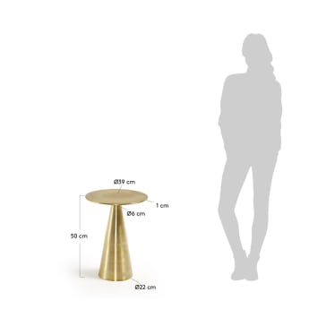 Μεταλλικό βοηθητικό τραπέζι Rhet, χρυσό φινίρισμα, Ø39εκ - μεγέθη