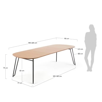 Extendable table Novac 140 (220) x 90 cm - sizes
