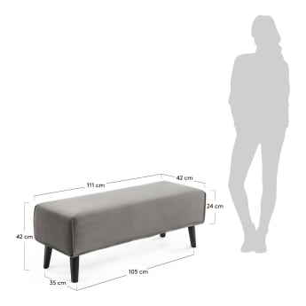 Grey velvet bench cover Dyla - sizes