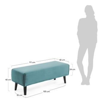 Turquoise velvet Dyla bench 111 cm - sizes