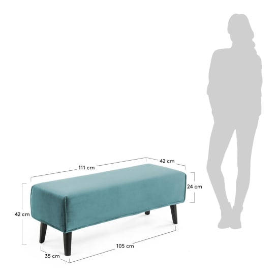 Banquette Dyla velours turquoise 111 cm - dimensions