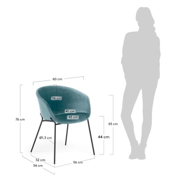 Yvette turquoise velvet chair - sizes