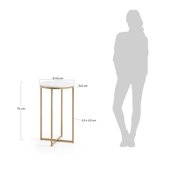 Sheffield side table in white marble and golden steel legs Ø 43 cm - sizes