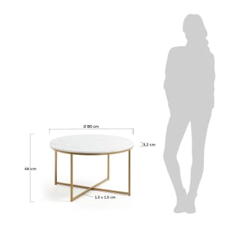 Sheffield coffee table in white marble and golden steel legs Ø 80 cm - sizes