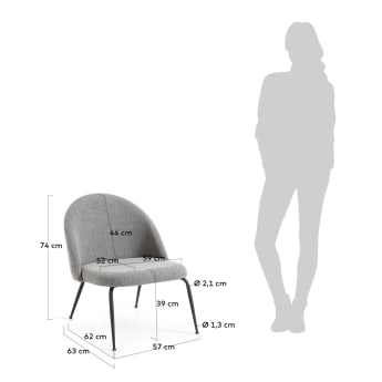 Grey Ivonne armchair - sizes