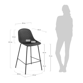 Quinby outdoor stool in grey, height 75 cm - sizes