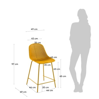Quinby outdoor stool in yellow, height 65 cm - sizes
