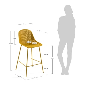 Quinby outdoor stool in yellow, height 75 cm - sizes