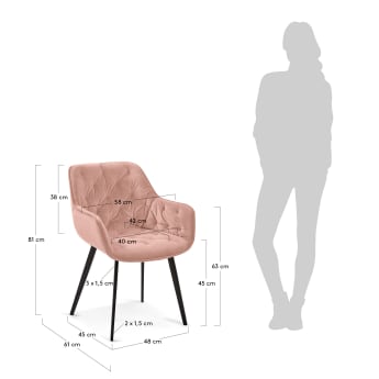 Καρέκλα Mulder, ροζ βελούδο - μεγέθη