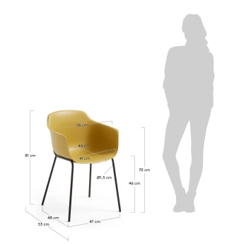 Καρέκλα Khasumi, μουσταρδί - μεγέθη