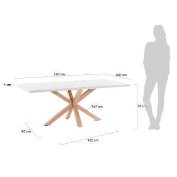 Mesa Argo 160 x 100 cm melamina acabamento branco pernas de aço efeito madeira - tamanhos
