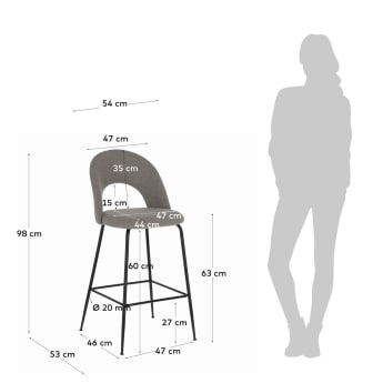 Mahalia light grey stool height 63 cm - sizes