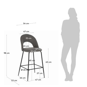 Mahalia dark grey stool height 63 cm - sizes