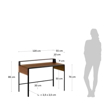 Walnut wood Nadyria desk 120 x 55 cm - sizes