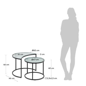 Σετ 2 βοηθητικά τραπέζια Bast - μεγέθη
