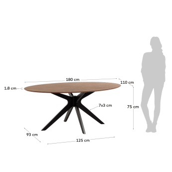 Naanim 180 x 110 cm table with an walnut finish - sizes