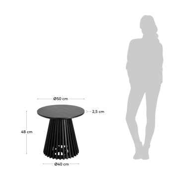 Βοηθητικό τραπέζι Jeanette, μαύρο, Ø50εκ - μεγέθη