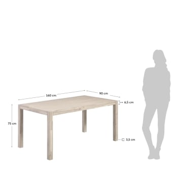 Table Alen 160 x 90 cm en bois d'acacia massif - dimensions