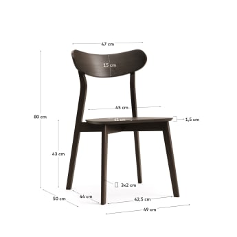 Krzesło Safina fornir jesionowy i lite drewo kauczukowe - rozmiary