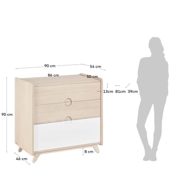 Nunila chest of drawers in ash veneer 90 x 90 cm FSC 100% - sizes