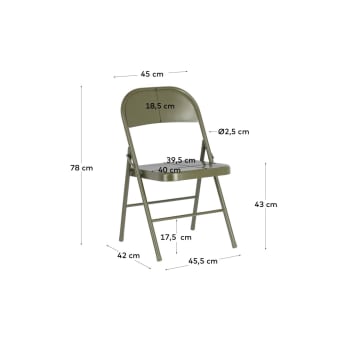 Πτυσσόμενη μεταλλική καρέκλα Aidana, σκούρο πράσινο - μεγέθη