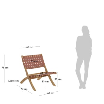 Chabeli acacia wood folding chair with terracotta cord FSC 100% - sizes