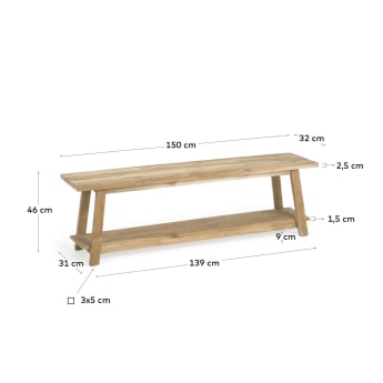 Safara solid recycled teak bench 150 cm - sizes