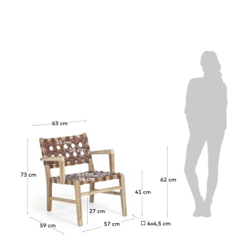 Nuru armchair in solid teak wood and leather - sizes