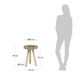 Glenda round solid teak wood side table, Ø 35 cm - sizes