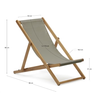 Adredna solid acacia outdoor deck chair in green FSC 100% - sizes