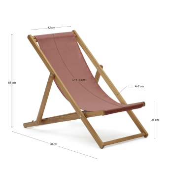 Adredna solid acacia outdoor deck chair in terracotta FSC 100% - sizes