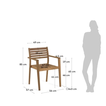 Hanzel stackable solid 100% FSC acacia wood garden chair - sizes