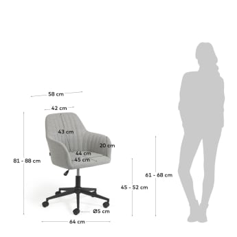 Chaise de bureau Madina gris clair - dimensions