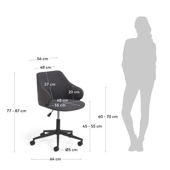 Krzesło biurowe Einara ciemnoszare - rozmiary
