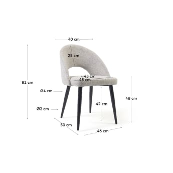 Beige Mael chair with steel legs with black finish - sizes