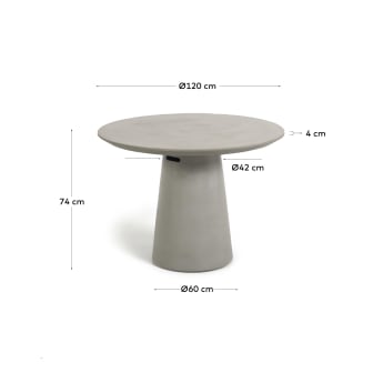 Itai outdoor round cement table, Ø 120 cm - sizes