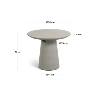 Τραπέζι Itai, Ø 90 εκ, τσιμέντο - μεγέθη