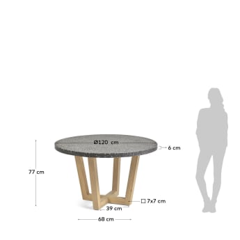 Στρογγυλό τραπέζι για δύο Shanelle, Ø 120 εκ, μαύρο μωσαϊκό - μεγέθη