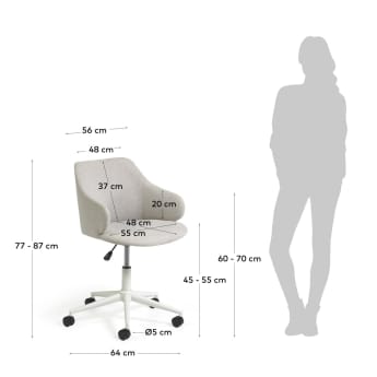 Einara light grey office chair - sizes