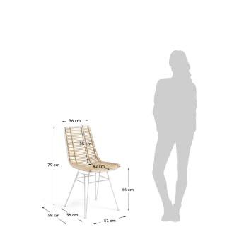 Tishana chair rattan and white steel finish - sizes