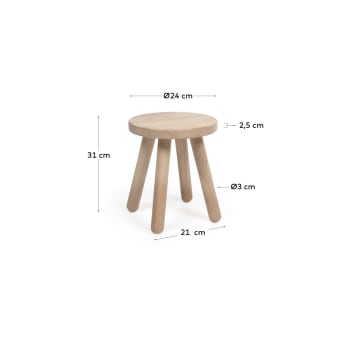 Dilcia kids stool in solid rubber wood 31 cm high - sizes