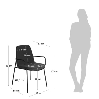 Καρέκλα Giulia, σκούρο γκρι - μεγέθη