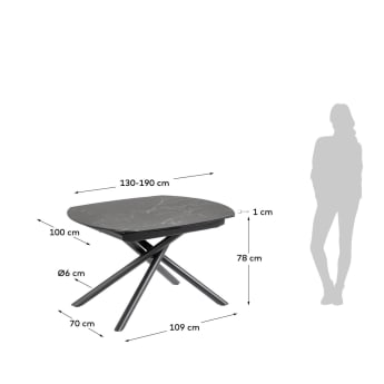Yodalia extendable table 130 (190) x 100 cm porcelain - sizes