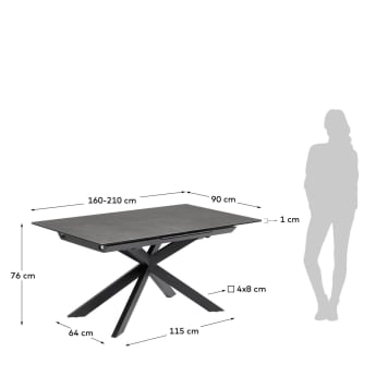 Atminda extendable table 160 (210) x 90 cm porcelain - sizes