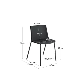 Krzesło Hannia czarne - rozmiary