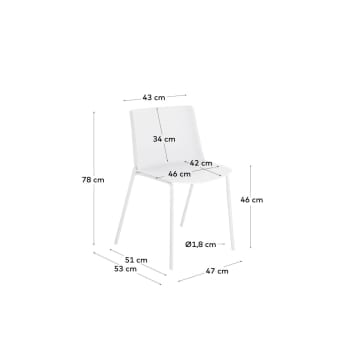 Krzesło Hannia białe - rozmiary