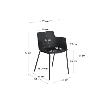 Krzesło Hannia z podłokietnikami czarne - rozmiary