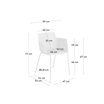 Chaise avec accoudoirs Hannia blanche - dimensions