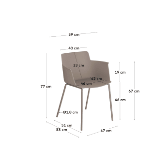 Outdoor Hannia brown chair with armrests - sizes