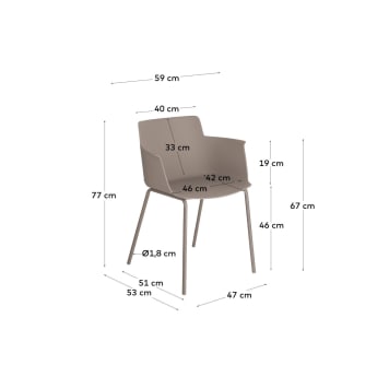 Krzesło Hannia z podłokietnikami brązowe - rozmiary